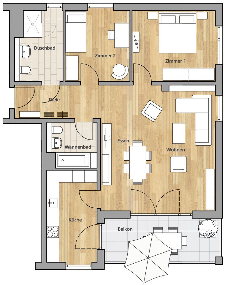 Rohbau fertiggestellt: Wunderschöne 4 Zimmer Wohnung in Achern - Quartier Glashütte 2_06_BF5 in Achern