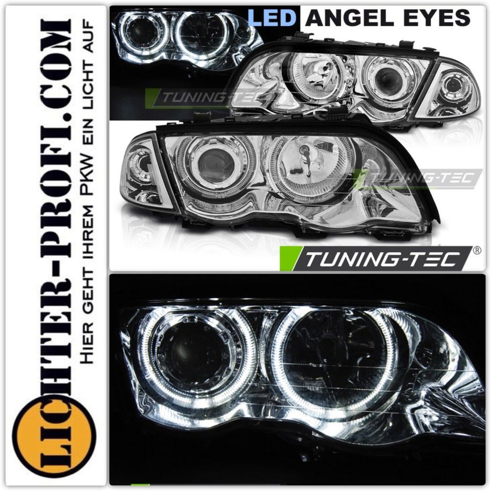 Angel Eyes Scheinwerfer chrom für Bmw E46 Limo Touring BJ 98-01 in Calden