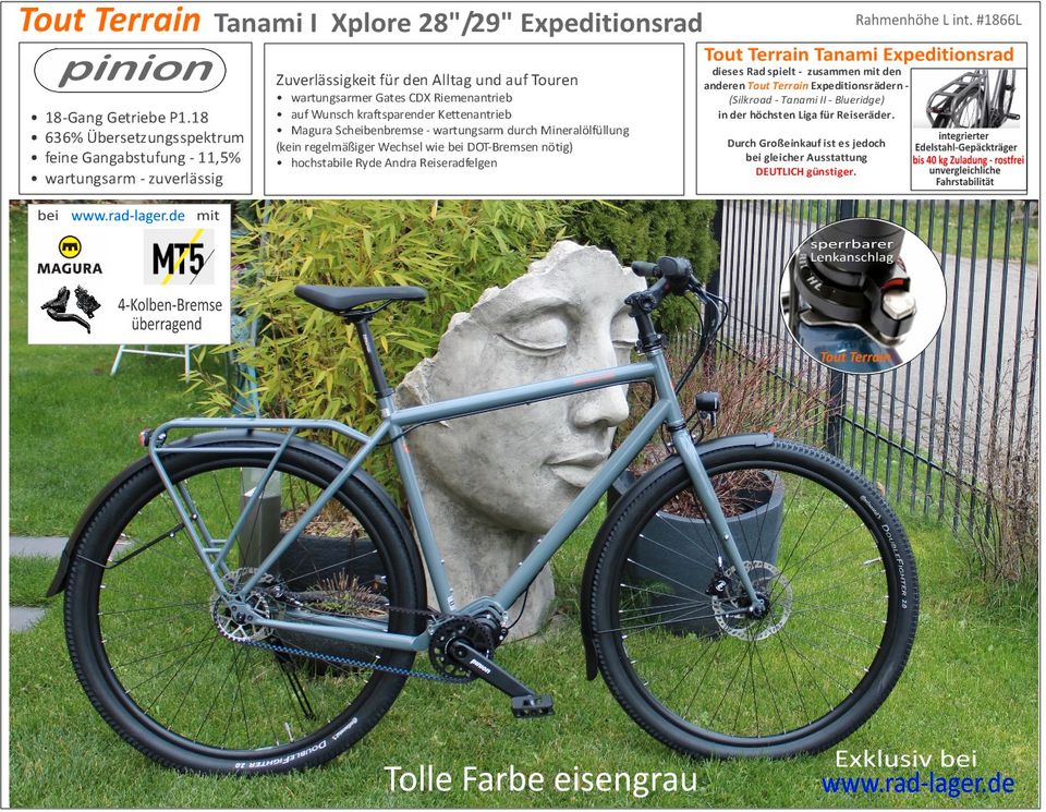 ⚠️TOP⚠️Tout Terrain Pinion exklusive Expeditionsräder Randonneur oder Standardlenker  #1266 #1866 #4.1  ab nur 4.470,- Euro (Mehrpreise für Shift:R Road mit  Rennlenker  und 18-Gang. in Schnelldorf