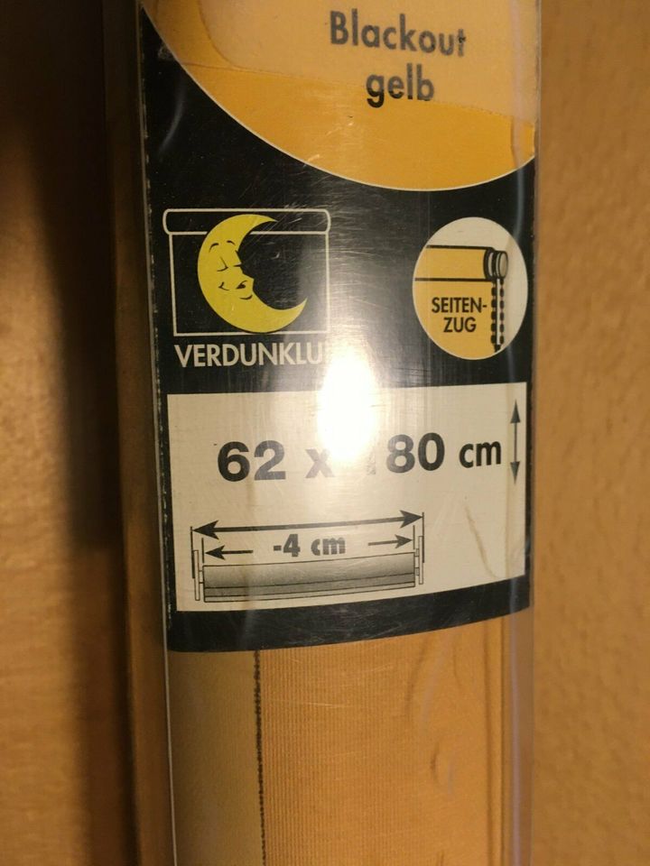 Verdunkelungsrollo gelb 62 x 180 cm, Versand möglich, s. unten in Hannover