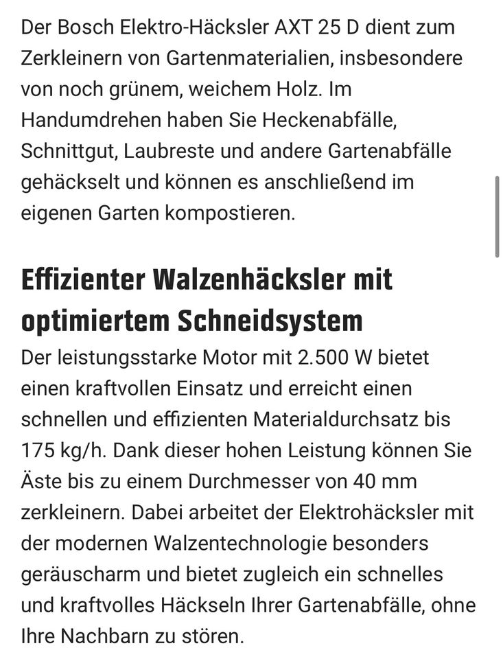 Bosch AXT 25 D - Leisehäcksler/ Walzenhäcksler - neuwertig in Koblenz