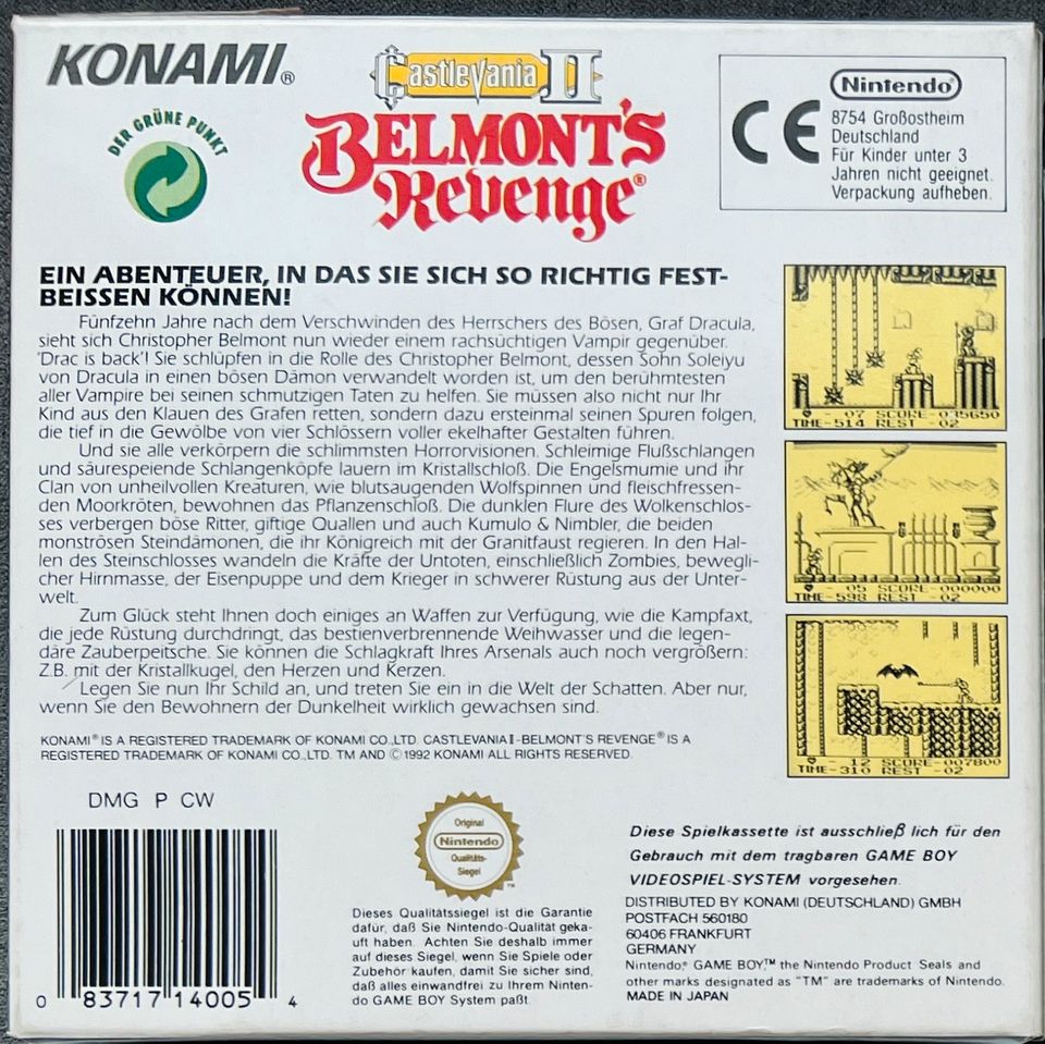 Castlevania II Belmont's Revenge NOE GameBoy OVP CiB Game Boy in Wuppertal