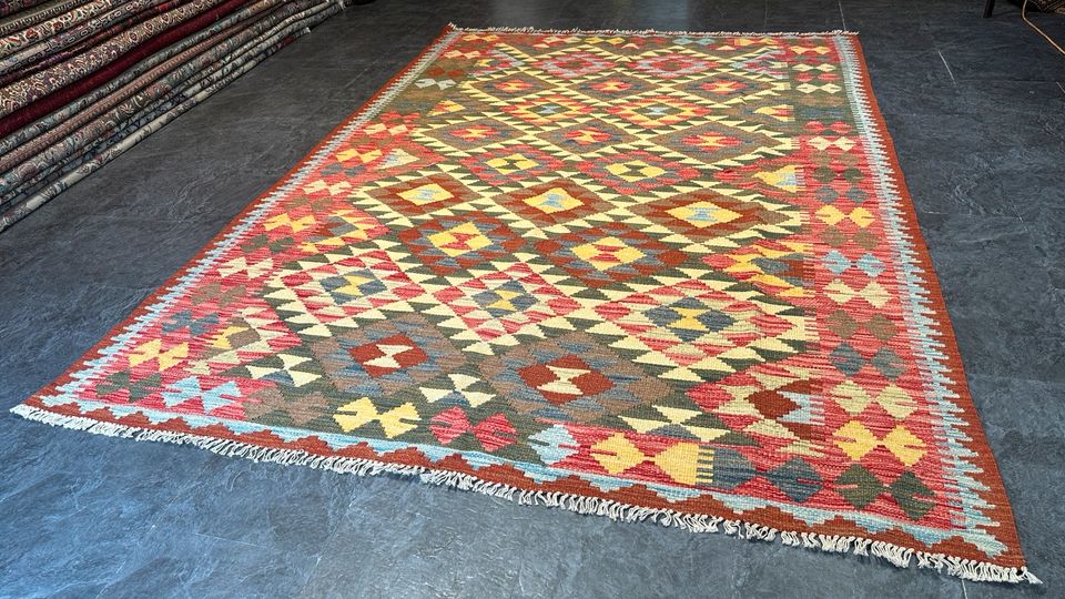 Afghan Kelim 240x170 Kilim wolle Kasak Handgewebt rug geometrisch in Berlin