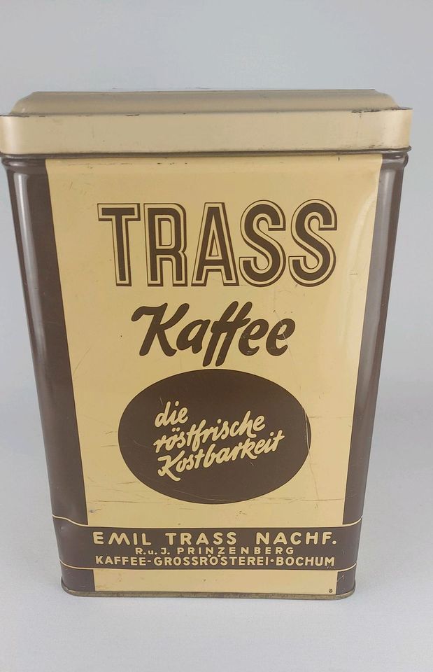 TRASS Kaffee Rösterrei Bochum Blechdose Reklame Werbung 50er in Herne