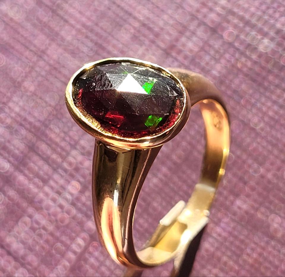Ring Opal Opalring mit echtem Schwarzopal 925 Silber vergoldet in Wolfenbüttel