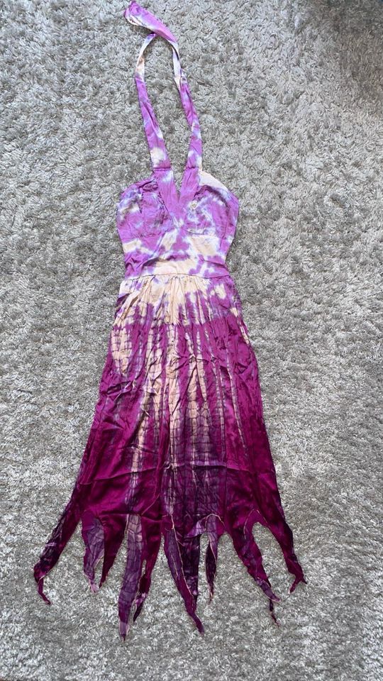 Lisa Malo Satin Batik Latino Abendkleid Kleid Gr.XS NEU lila in Gotha