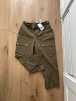 Zara Hose L Khaki grün beige Cargo high Waist Mom Stoff hm Gold Bayern - Aichach Vorschau