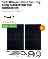 SunLit Balkonkraftwerk 820 W Set 600/800 Wp Easy Switch 2x410 W Sachsen-Anhalt - Schkopau Vorschau