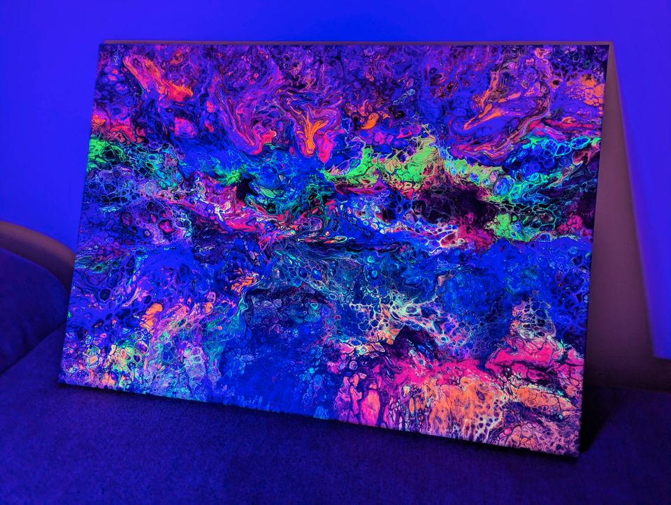 Kunst Gemälde Neon UV Bild Schwarzlicht Wandbild bunt in Solingen