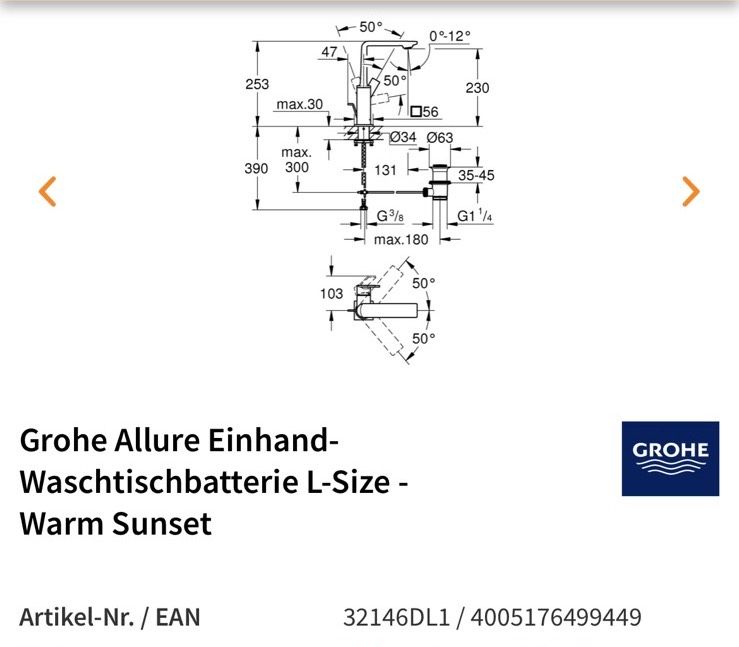 Grohe Waschtisch Amateur in Reinbek