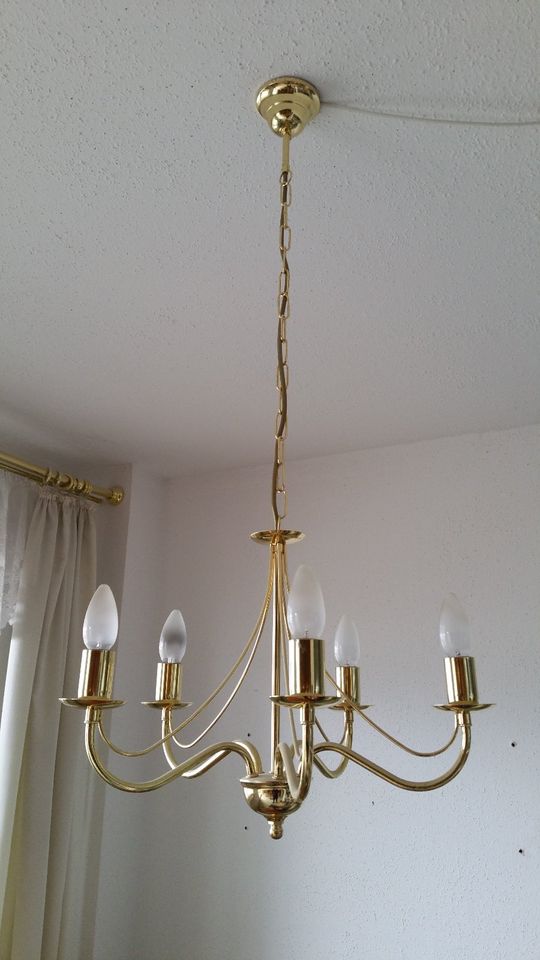 Deckenlampe Kronleuchter 5-flammig E14 gold schlicht modern Set in Jenalöbnitz