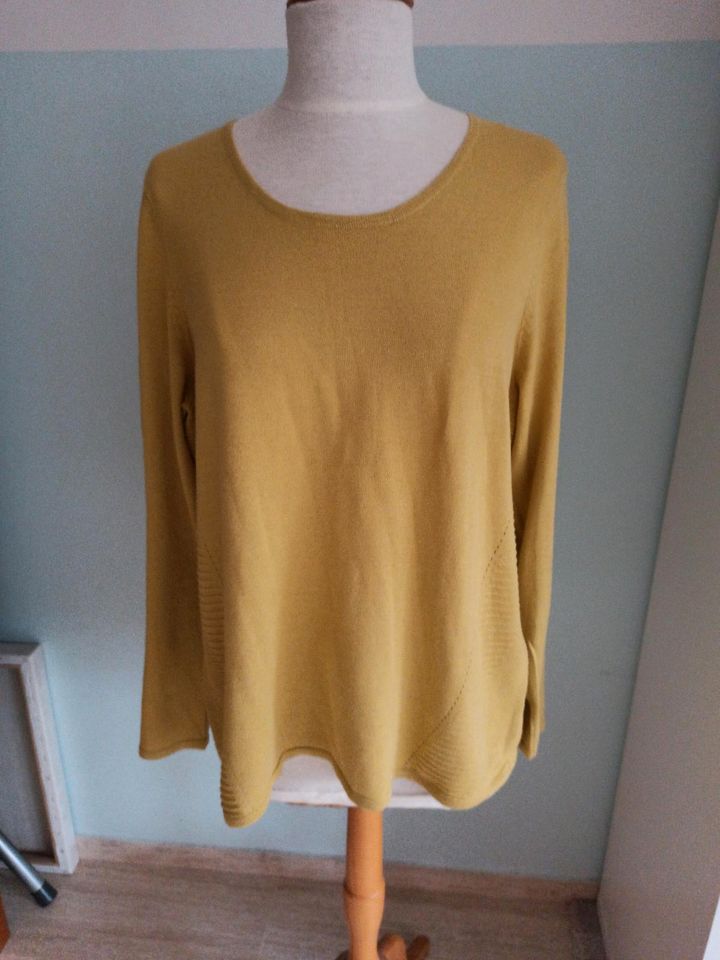 Feinstrick Pullover Shirt 42 XL Bonita LeComte gelb in Albachten