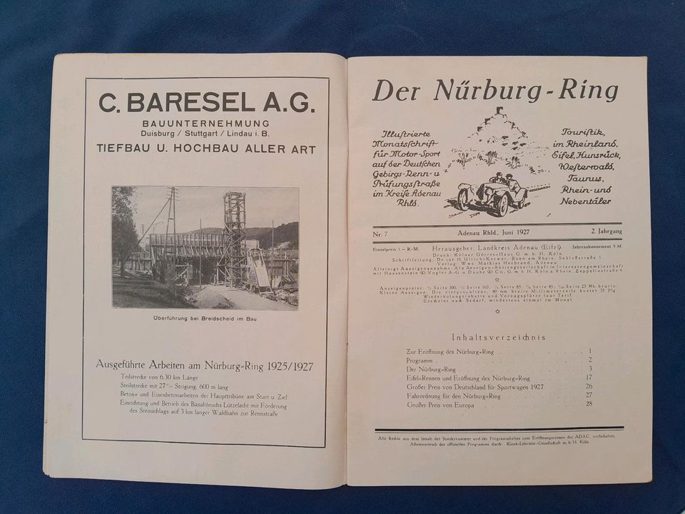 Nürburgring 1927 Eröffnungsfeier Programmheft in Hennef (Sieg)