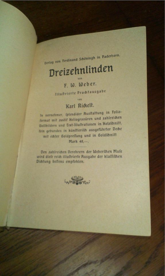Weber, F. W. - Dreizehnlinden. Illustrierte Prachtausgabe 1919 in Köln