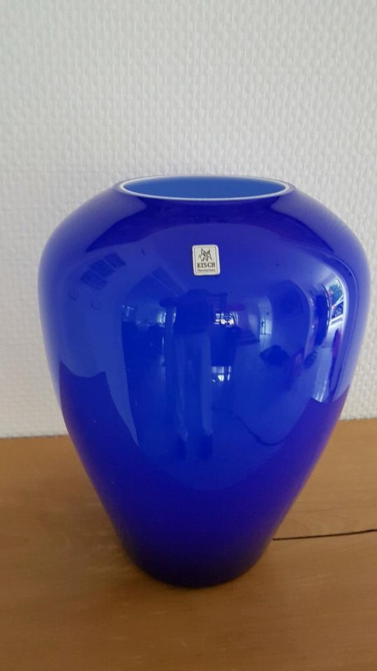 Große Eisch Blumenvase Handarbeit blau in Bielefeld