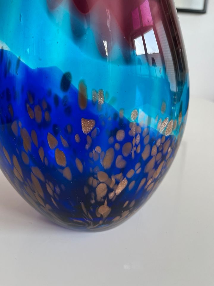 Große Murano Vase Handarbeit gold lila blau grün Glas mehrfarbig in Langenhagen