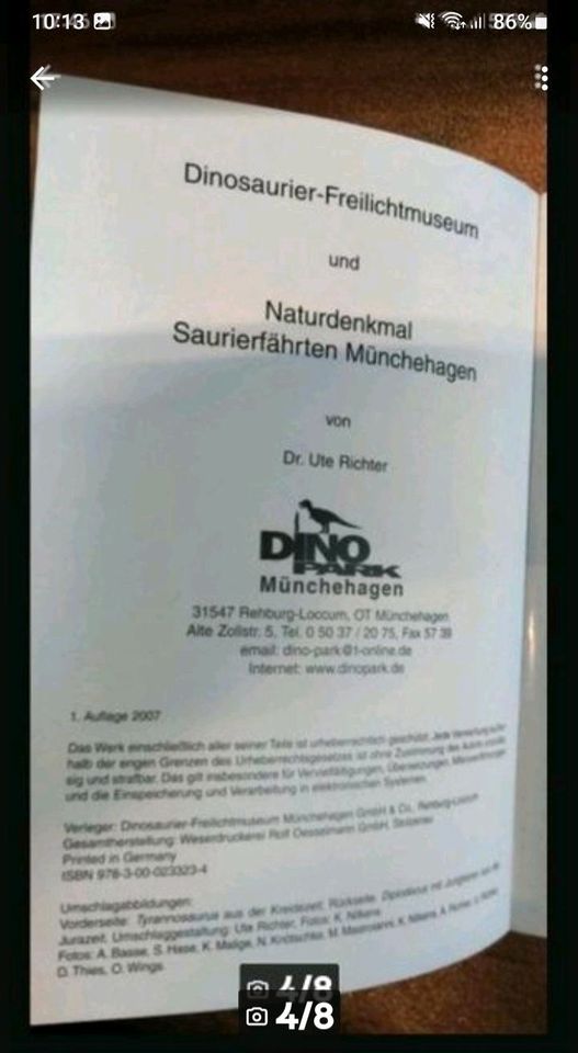 DinoPark Münchenhagen Dinosaurier- Buch Seiten Nur 3€ in Wunstorf