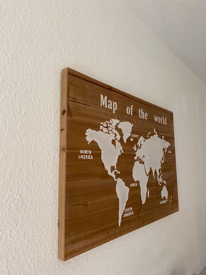 Großes Holzbild Weltkarte | Map of the World | Wandbild 78x55cm in Lippstadt