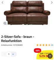 2-Sitzer-Sofa - braun - Relaxfunktion/ neu und verpackt ! Nordrhein-Westfalen - Essen-Margarethenhöhe Vorschau