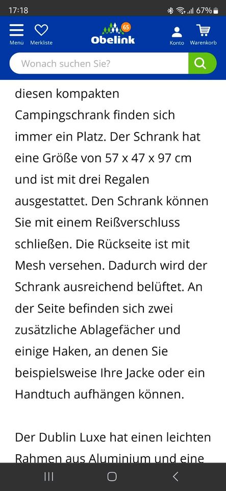 Campingküche von Obelink mit drei Böden  wie neu in Ehrenburg