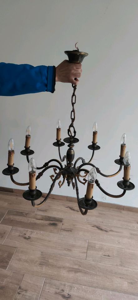 Kronleuchter Deckenlampe mit Kerzen 60er 70er Jahre in Langenlonsheim