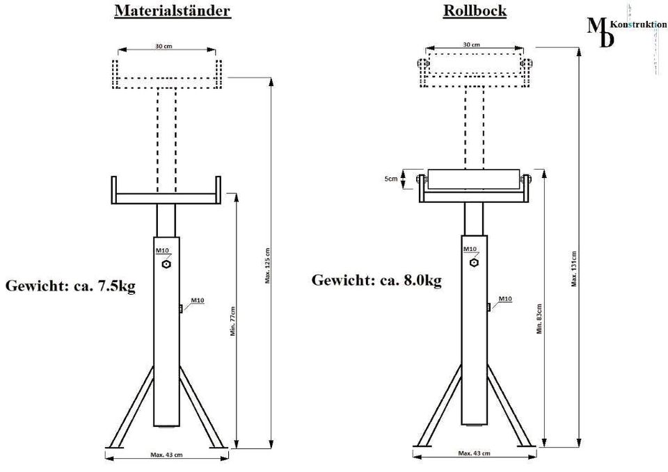 Lastbock Stahlbock Metallbock Rollbock massiv Arbeitsbock Bock in Apolda