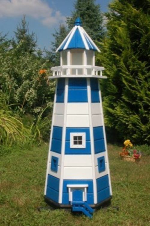 XXL Premium Leuchtturm mit Solar LED Beleuchtung 1,40m blau/weiss in Hofkirchen