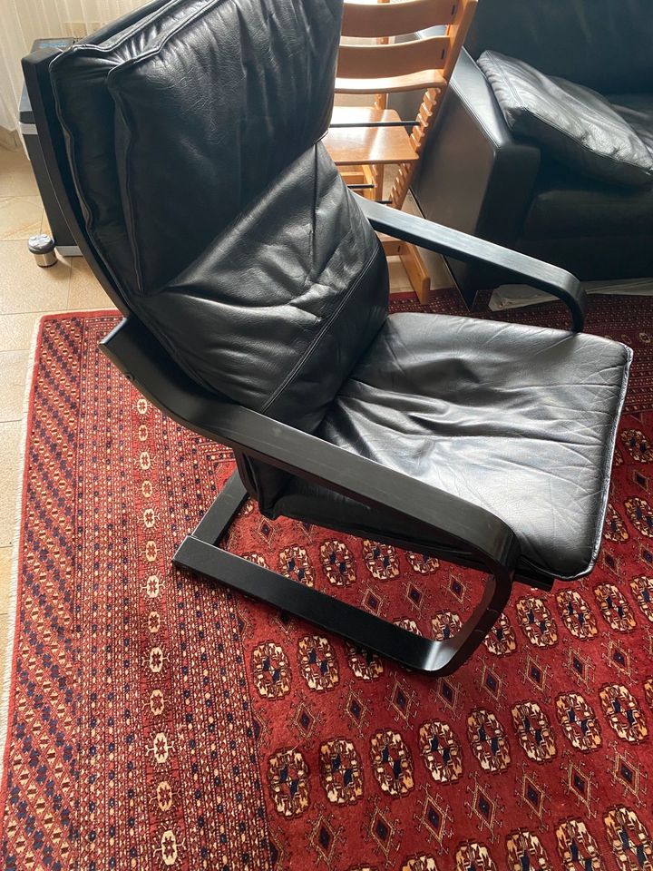 Ikea Pöeng Sessel mit Leder Klassiker 90er Jahre schwarz in Maxdorf