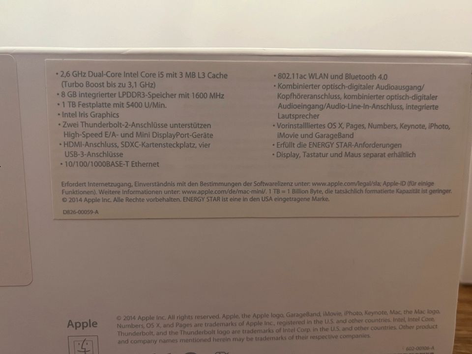Apple Mac mini (late 2014) 2,6 GHz Dual i5, 8 GB, 1TB in Dortmund