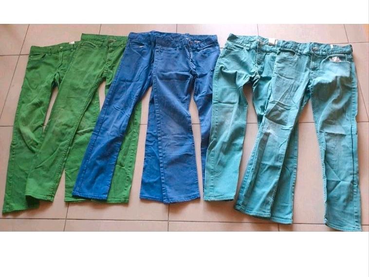 Jungen 158 H&M farbige weiche regular Jeans Hose blau grün türkis in Elchesheim-Illingen