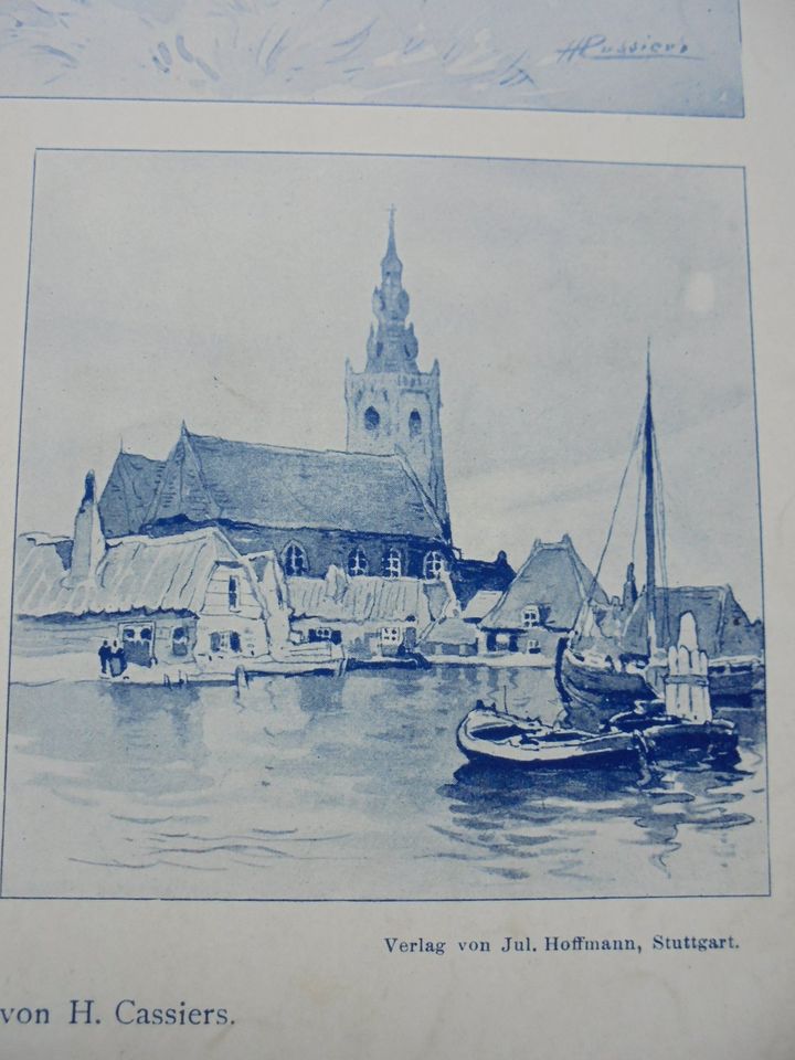 Dekorative Vorbilder VIII  2x Landschaften nach Delfter Stil 1898 in Leonberg