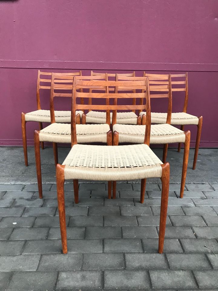 Niels Möller Møller Stühle Esszimmerstühle neu geflochten Modell 78 RAR! Teak Teakholz mid Century danish Design 60er Vintage Chairs in Berlin