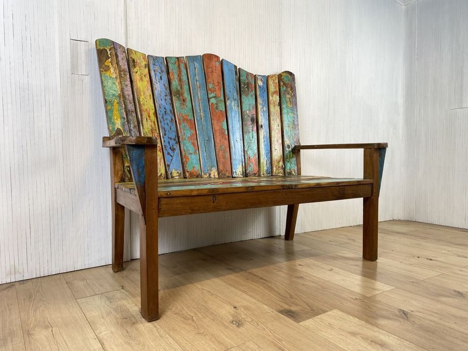 Boatwood by WMK # Schönes, einzigartiges Sofa aus altem Bootsholz, ein handgefertigtes Unikat aus massivem Teakholz # Couch Bank Holzbank Sitzbank Bench Küchenbank Gartenmöbel Bootsmöbel Balkonmö in Berlin