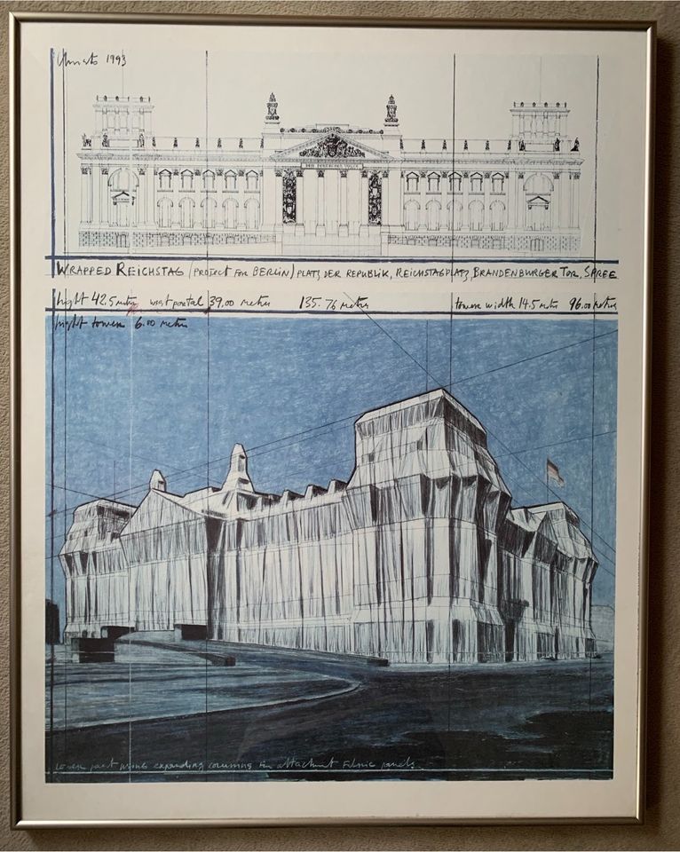CHRISTO  Offset-Lithographie Wrapped Reichstag 1993, signiert in Mannheim