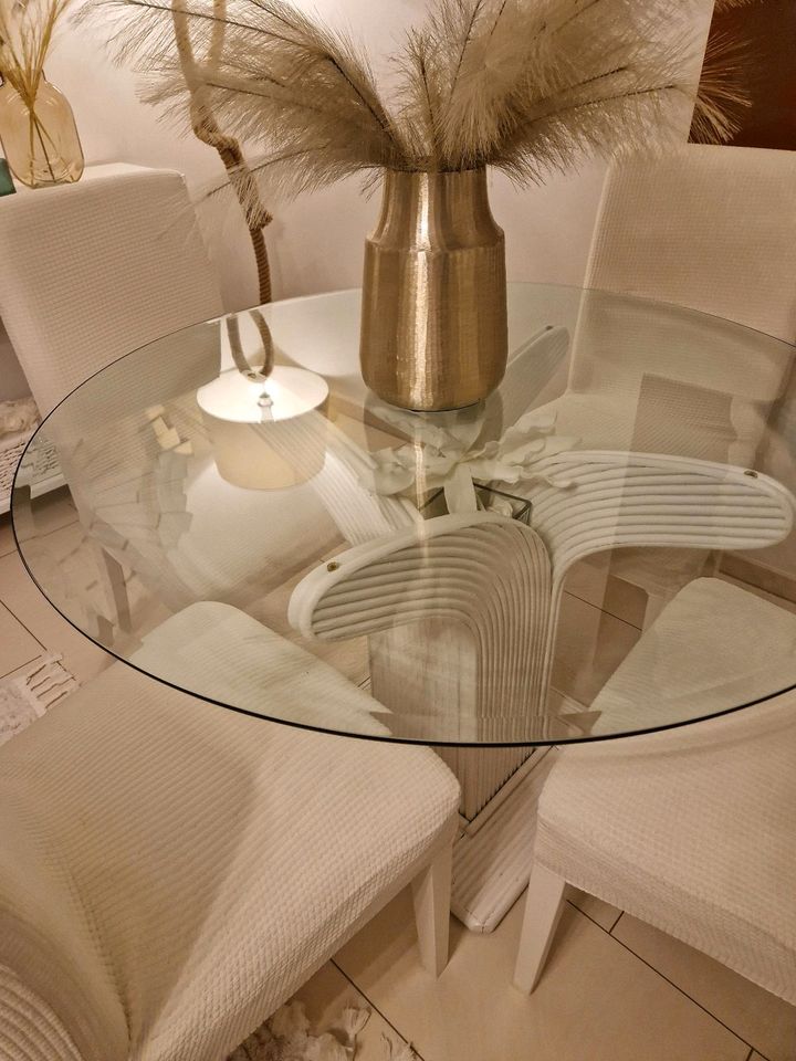 Esstisch Glastisch aus den 70er Varaschin Italy mit 4 Stühlen in Hamm
