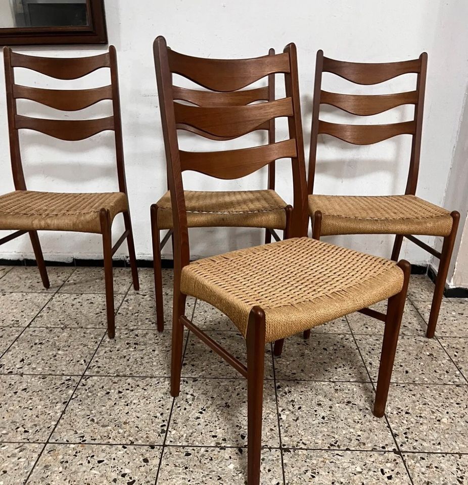 4 Arne Wahl Iversen Glyngere Chairs 60s Teak Vintage Stühle stuhl in Rodenberg