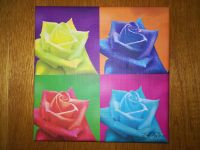 Keilrahmen Bild Rosen bunt 20x20cm, gedruckt, Andy Warhol Style Bayern - Stadtlauringen Vorschau