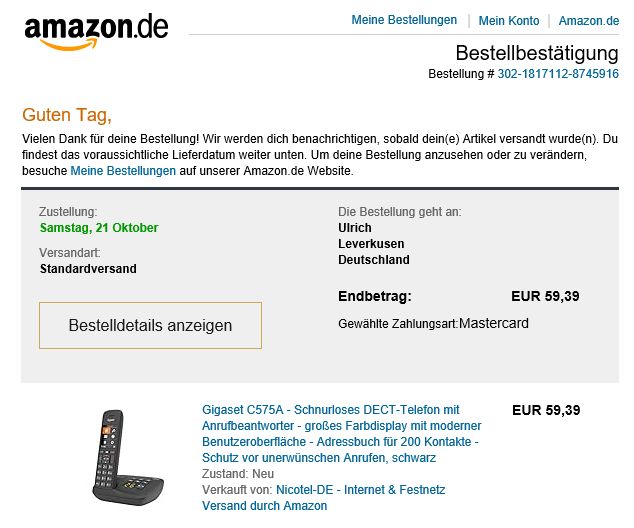 Gigaset C575A - Schnurloses DECT-Telefon mit Anrufbeantworter in Leverkusen