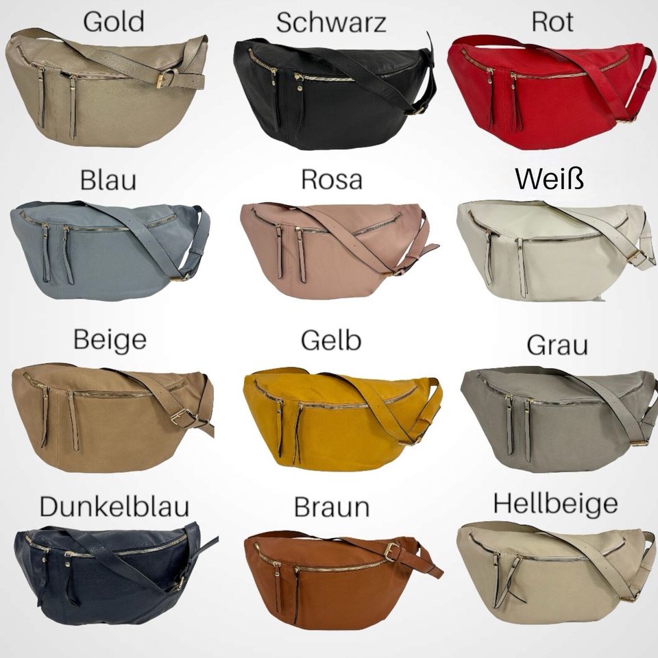 XXL Crossbody Bag VEGAN mit goldenem Reißverschluss in 12 Farben in Pulheim