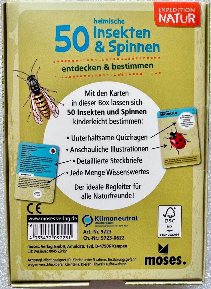 50 heimische Insekten Spinnen Expedition Moses Lernspiel 9723 in Salgen