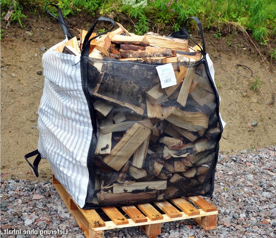 Big Bag für Brennholz, verstärkt mit Netz , 1000kg, Holz in Schaufling