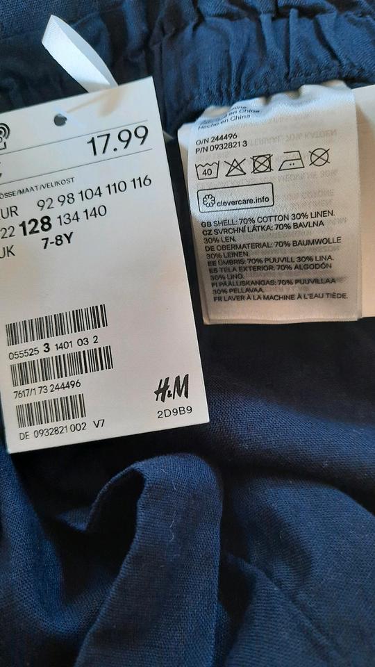 NEU Bluse Hose (Baumwolle Leinen) 128 Outfit Schulanfang H&M in Altenburg