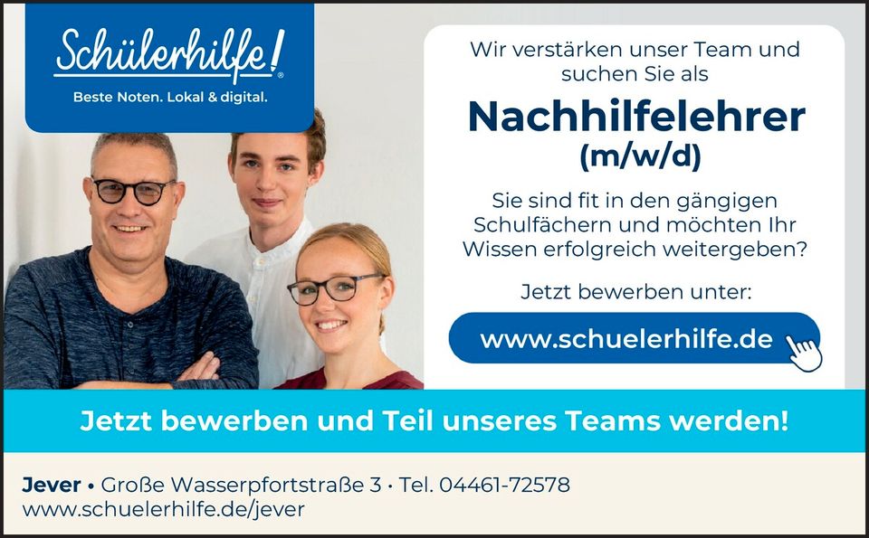 Nachhilfelehrer (m/w/d) in Jever