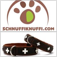 Schweizer Kreuz Hundehalsband MAUL braun-cognac/silber für Hunde Hessen - Calden Vorschau