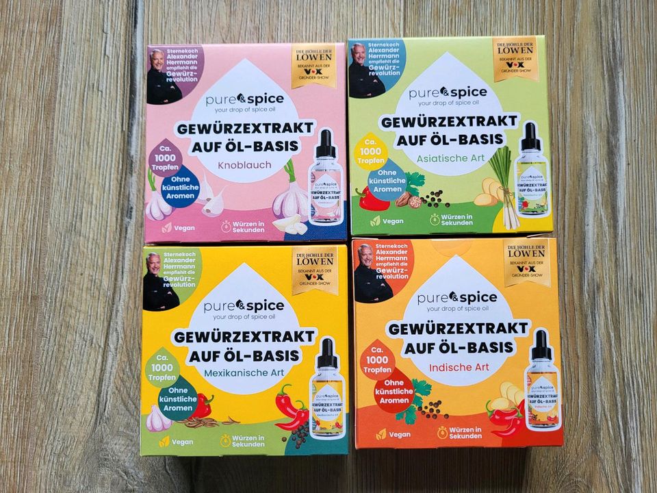 Gewürzextrakt auf Öl Basis von pure&spice aus Die Höhle der Löwen in Seevetal