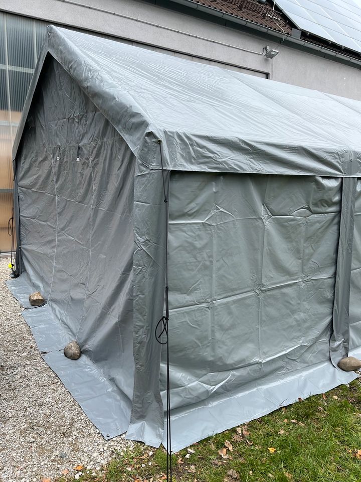 Partyzelt Zelt 4x8 m grau mit 4 Fenster und 2 Türen zu mieten in Finsing