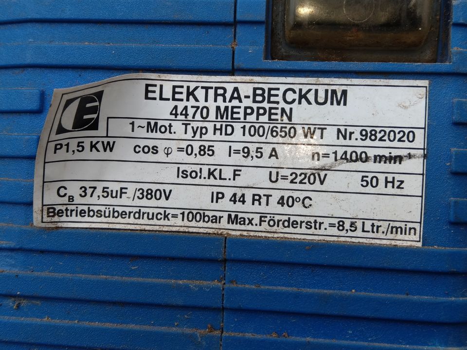 Hochdruckreiniger Elektra-Beckum HD 100/650WT Kärcher in Haina