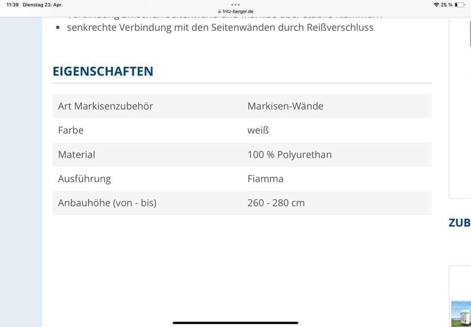 Fiamma F45, F80 Markisen -Zelt - System von Berger, neuwertig 4m in Ebrach