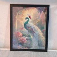 Wandbild Bild Deco  Kunstdruck  40 x 50 cm Pfau mit Rahmen Hessen - Hessisch Lichtenau Vorschau