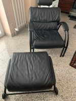 Designer-Relax-Sessel mit Roll-Hocker, Natuzzi, schwarzes Leder Schleswig-Holstein - Westerrönfeld Vorschau